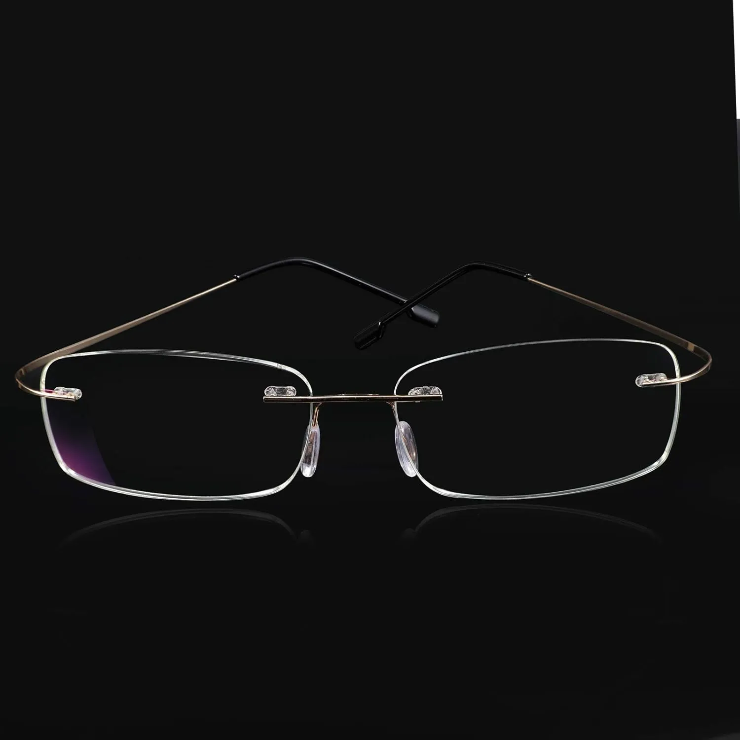 FEISEDY Lightweight Rimless Titanium Stainless Steel Anti-Blue Light Reading Glasses B2686
