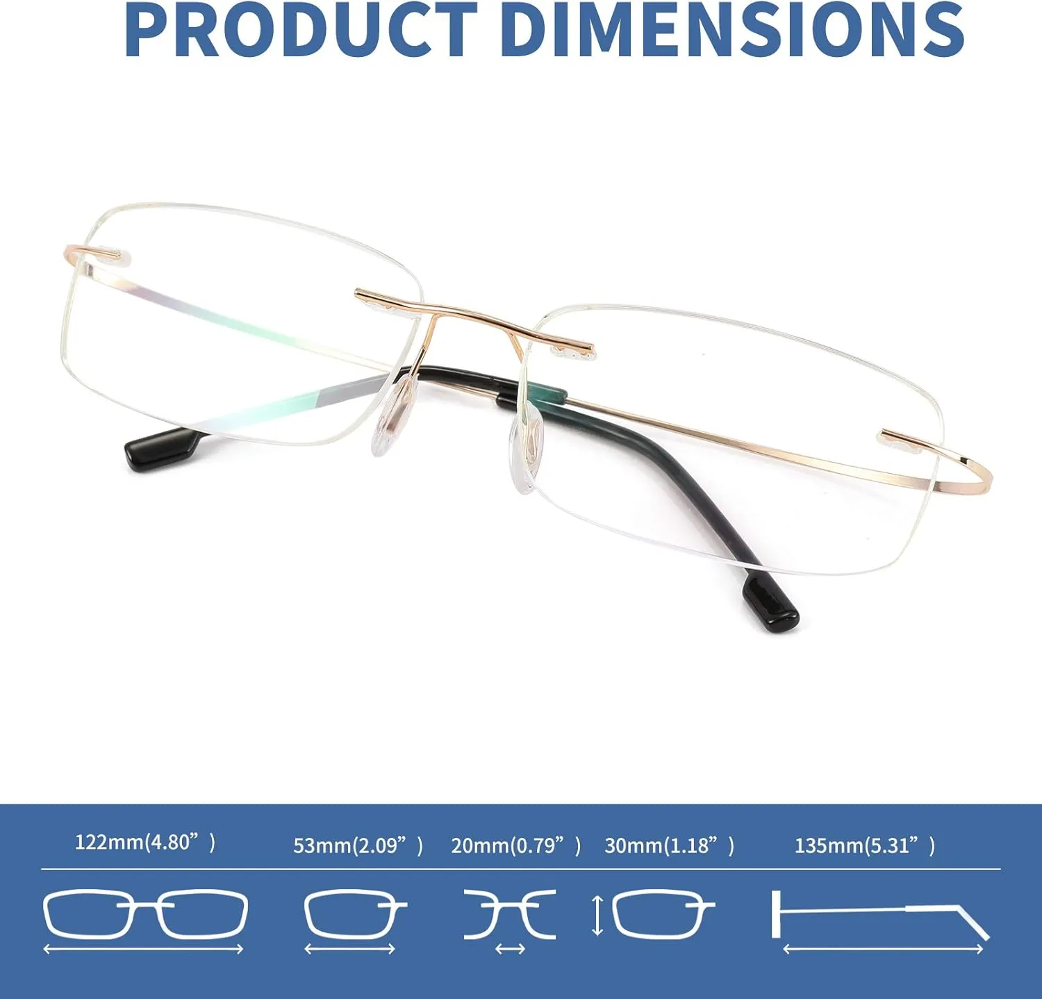 FEISEDY Lightweight Rimless Titanium Stainless Steel Anti-Blue Light Reading Glasses B2686