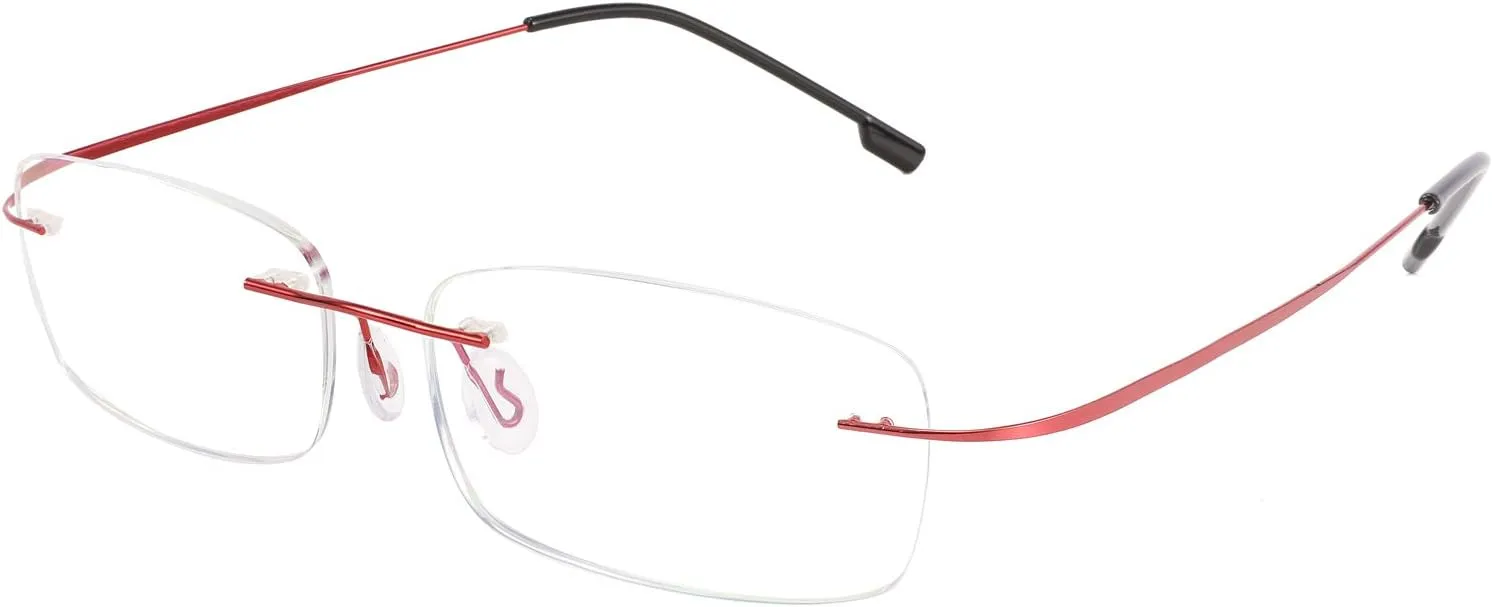 FEISEDY Lightweight Rimless Titanium Stainless Steel Anti-Blue Light Reading Glasses B2686