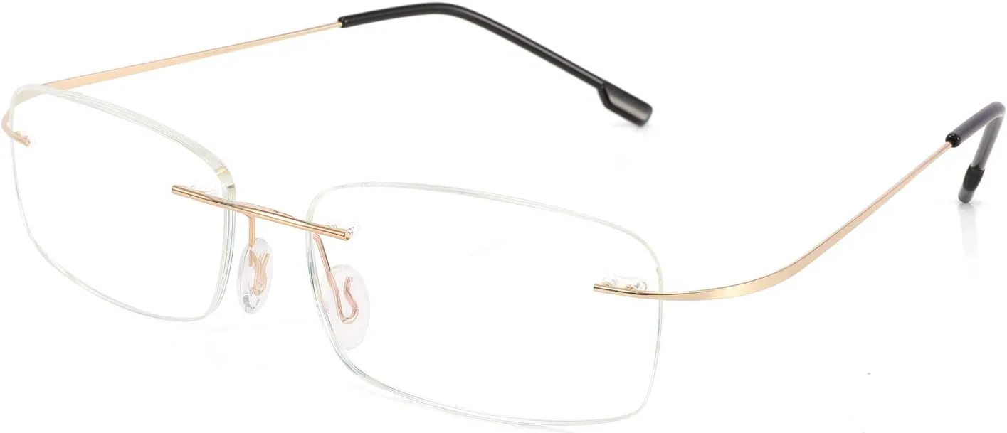 FEISEDY Lightweight Rimless Titanium Stainless Steel Anti-Blue Light Reading Glasses B2686