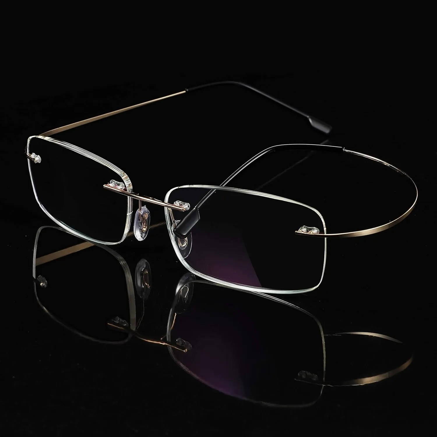 FEISEDY Lightweight Rimless Titanium Stainless Steel Anti-Blue Light Reading Glasses B2686
