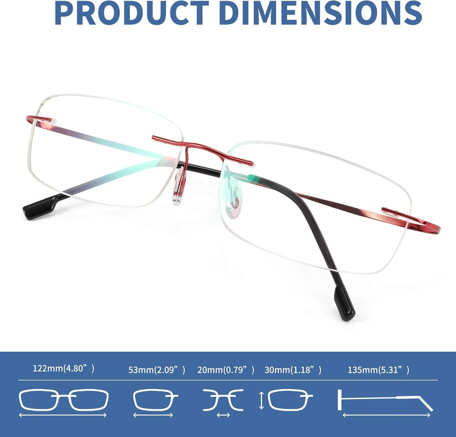 FEISEDY Lightweight Rimless Titanium Stainless Steel Anti-Blue Light Reading Glasses B2686
