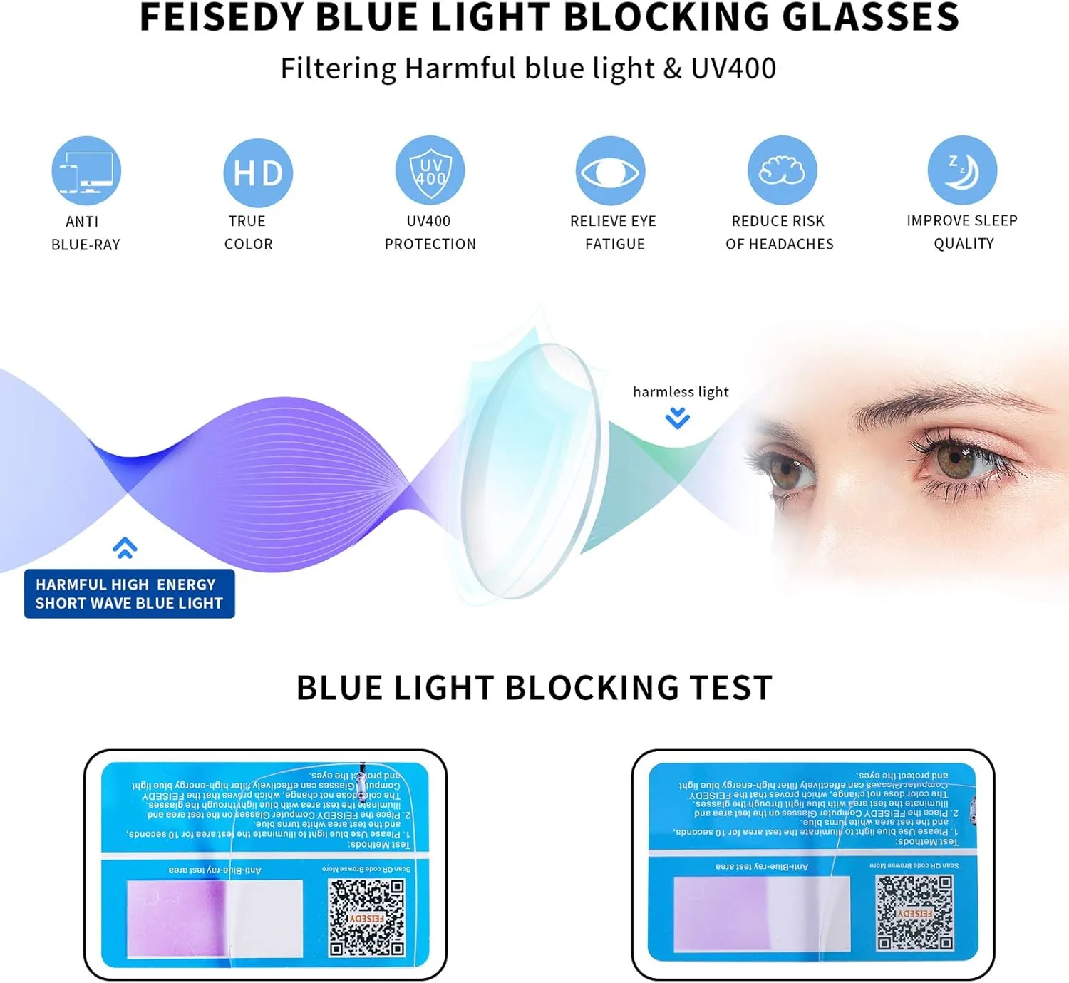 FEISEDY Lightweight Rimless Titanium Stainless Steel Anti-Blue Light Reading Glasses B2686