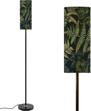 Fern leaves flowers night butterflies Floral seamless pattern Dark Modern Floor Lamp Minimalist Standing Lamps for Living Room LED Corner Lamp Remote Control Metal Pole Lamp for Bedroom, Reading