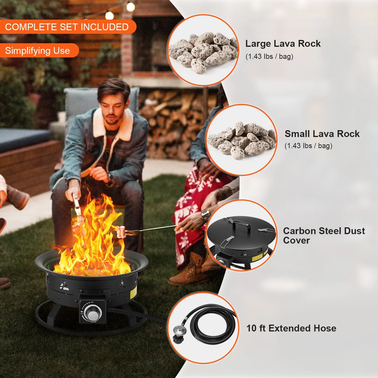 (FINAL PRICES ARE LOWER ON OUR SITE!) VEVOR Propane Fire Pit 19 Outdoor Portable Gas Fire Pit for Heating 58000 BTU