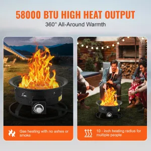 (FINAL PRICES ARE LOWER ON OUR SITE!) VEVOR Propane Fire Pit 19 Outdoor Portable Gas Fire Pit for Heating 58000 BTU