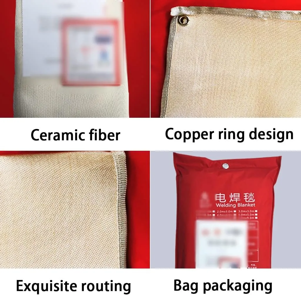 Fire Blanket Ceramic Fiber Material Welding Blankets, Thicker Larger Fire Retardant Blanket, High Temperature Resistance Survival Blanket, 4 Sizes (Color : Gold, Size : 39 * 39inches)