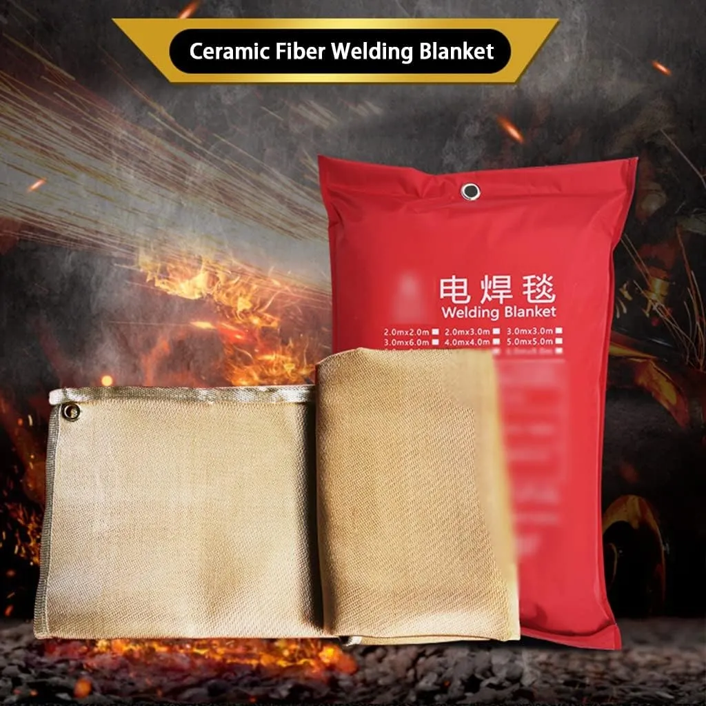 Fire Blanket Ceramic Fiber Material Welding Blankets, Thicker Larger Fire Retardant Blanket, High Temperature Resistance Survival Blanket, 4 Sizes (Color : Gold, Size : 39 * 39inches)