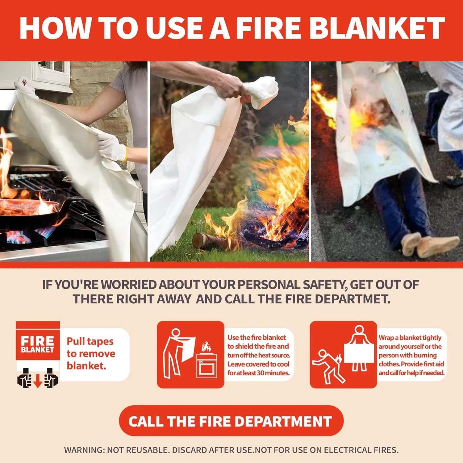 Fire Blanket for Home and Kitchen,4 Pack,40" x 40"