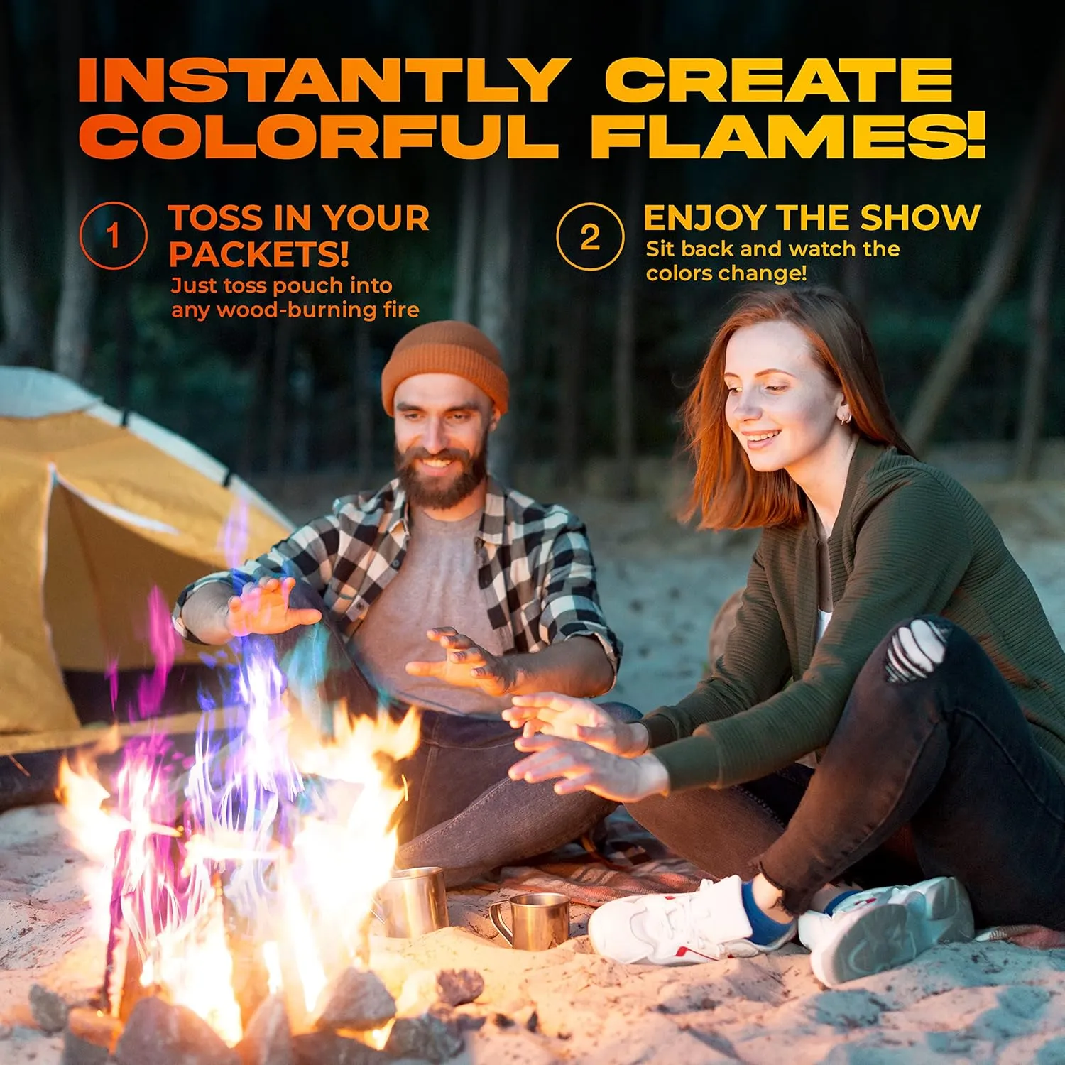 Fire Color Changing Packets Fire Pit (25 Pack) - Perfect for Any Campfire, Bonfire & Outdoor Fireplaces - Perfect Magic Cosmic Mystical Campfire Accessories - Camping Games
