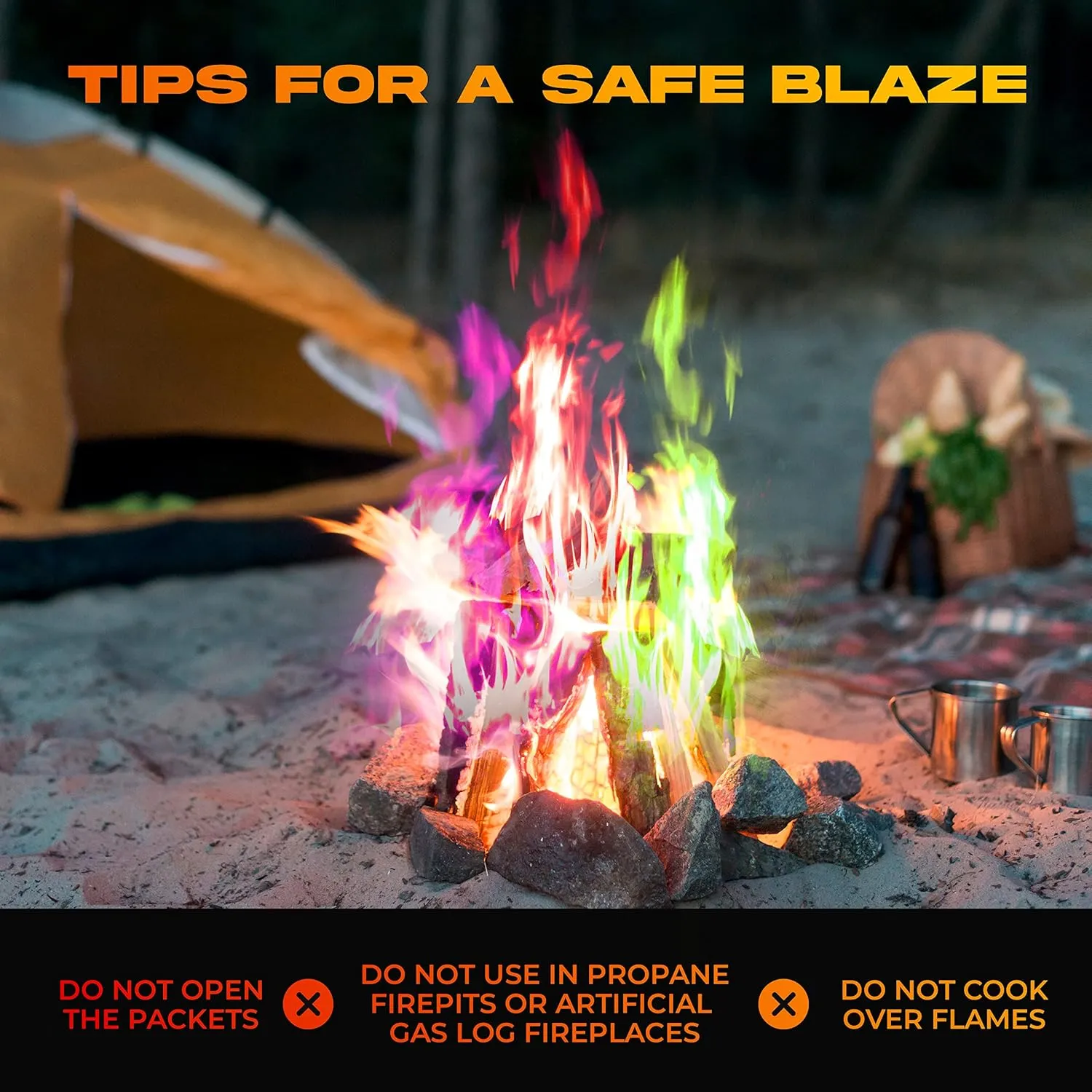 Fire Color Changing Packets Fire Pit (25 Pack) - Perfect for Any Campfire, Bonfire & Outdoor Fireplaces - Perfect Magic Cosmic Mystical Campfire Accessories - Camping Games