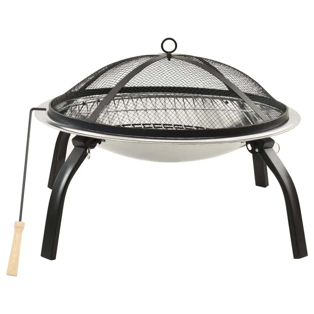 Fire Pit Fireplace for Camping Picnic Firebowl Outdoor with Poker Steel