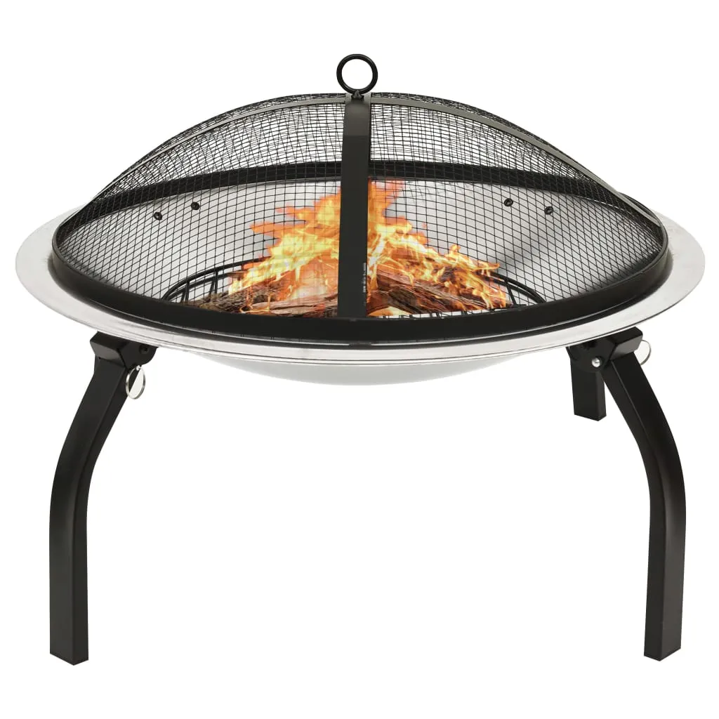 Fire Pit Fireplace for Camping Picnic Firebowl Outdoor with Poker Steel