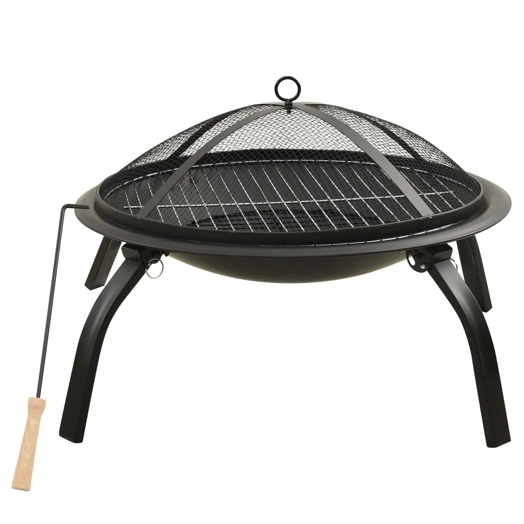 Fire Pit Fireplace for Camping Picnic Firebowl Outdoor with Poker Steel