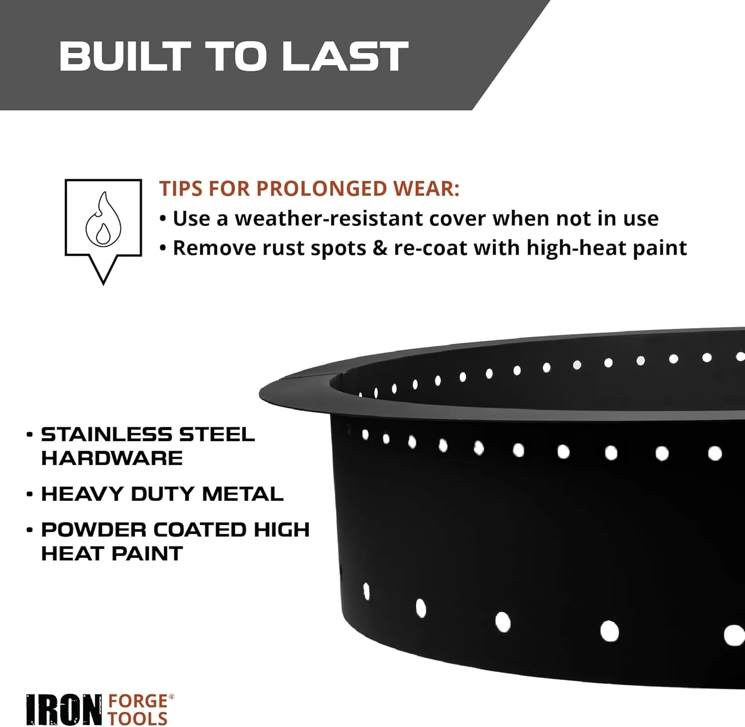 Fire Pit Ring 24 inch Outer/18 inch Inner - Heavy Duty Metal Smokeless Round Fire Pit Insert Liner for Outdoor - (24x18x10 Inch) - Utility Patent Pending
