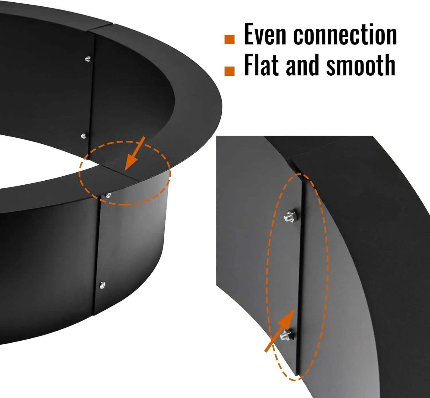 Fire Pit Ring, 42-Inch Outer/36-Inch Inner Diameter Fire Pit Liner, Heavy Duty Solid Steel Fire Pit, Insert DIY Campfire Ring Above-Ground or In-ground
