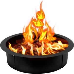 Fire Pit Ring, 42-Inch Outer/36-Inch Inner Diameter Fire Pit Liner, Heavy Duty Solid Steel Fire Pit, Insert DIY Campfire Ring Above-Ground or In-ground