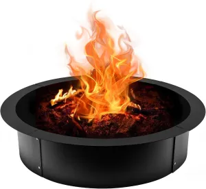 Fire Pit Ring 42x36x10 Inch, Smokeless Heavy Duty Solid Steel Fire Pit Liner, Insert DIY Campfire Ring for Camping Outdoors, Backyard Garden
