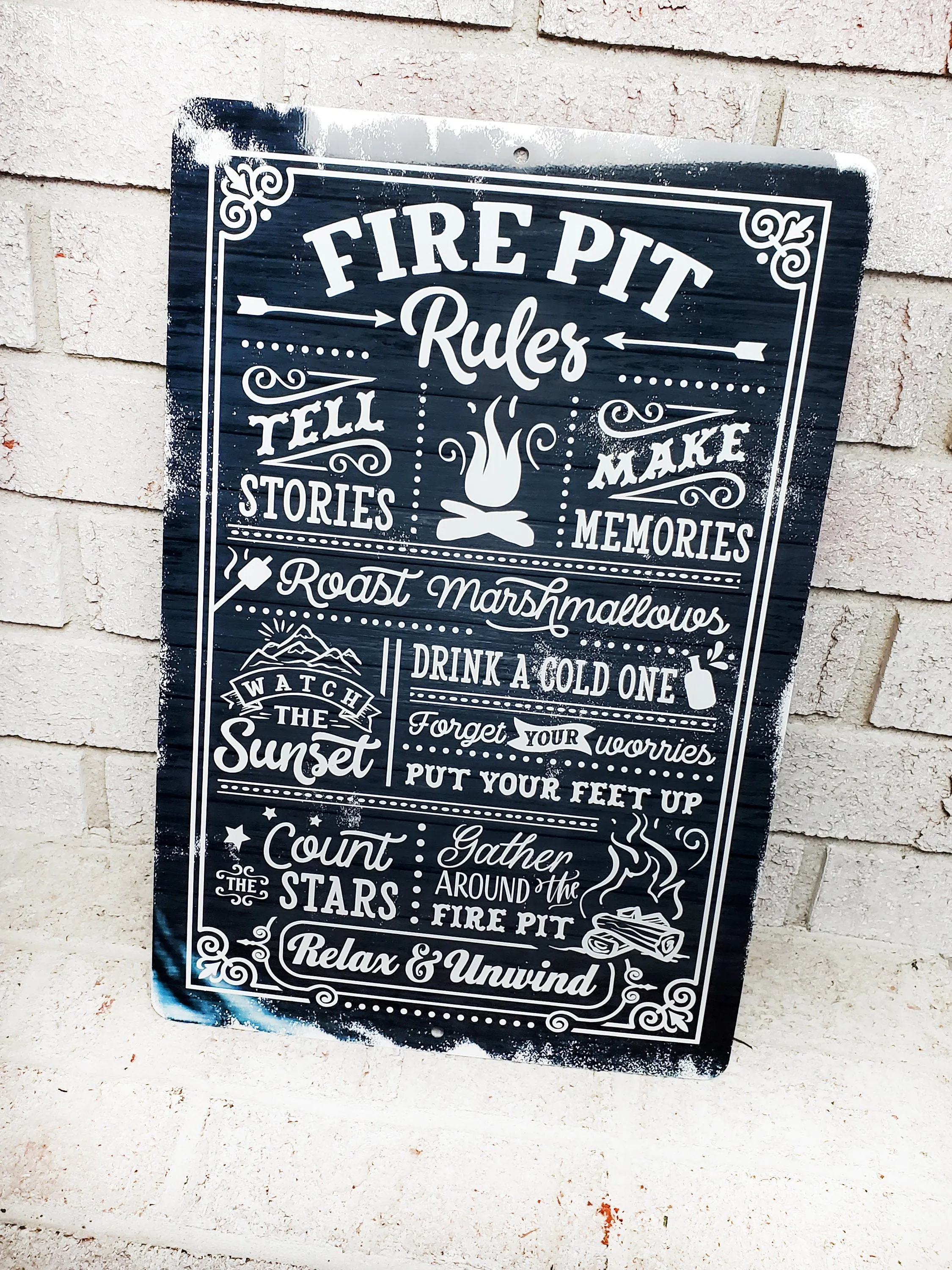 Fire Pit Rules Outdoor Metal Sign, Summer Yard Signs, Indoor/outdoor metal signs, camping decor, Fire Pit decorations, Fire pit sings