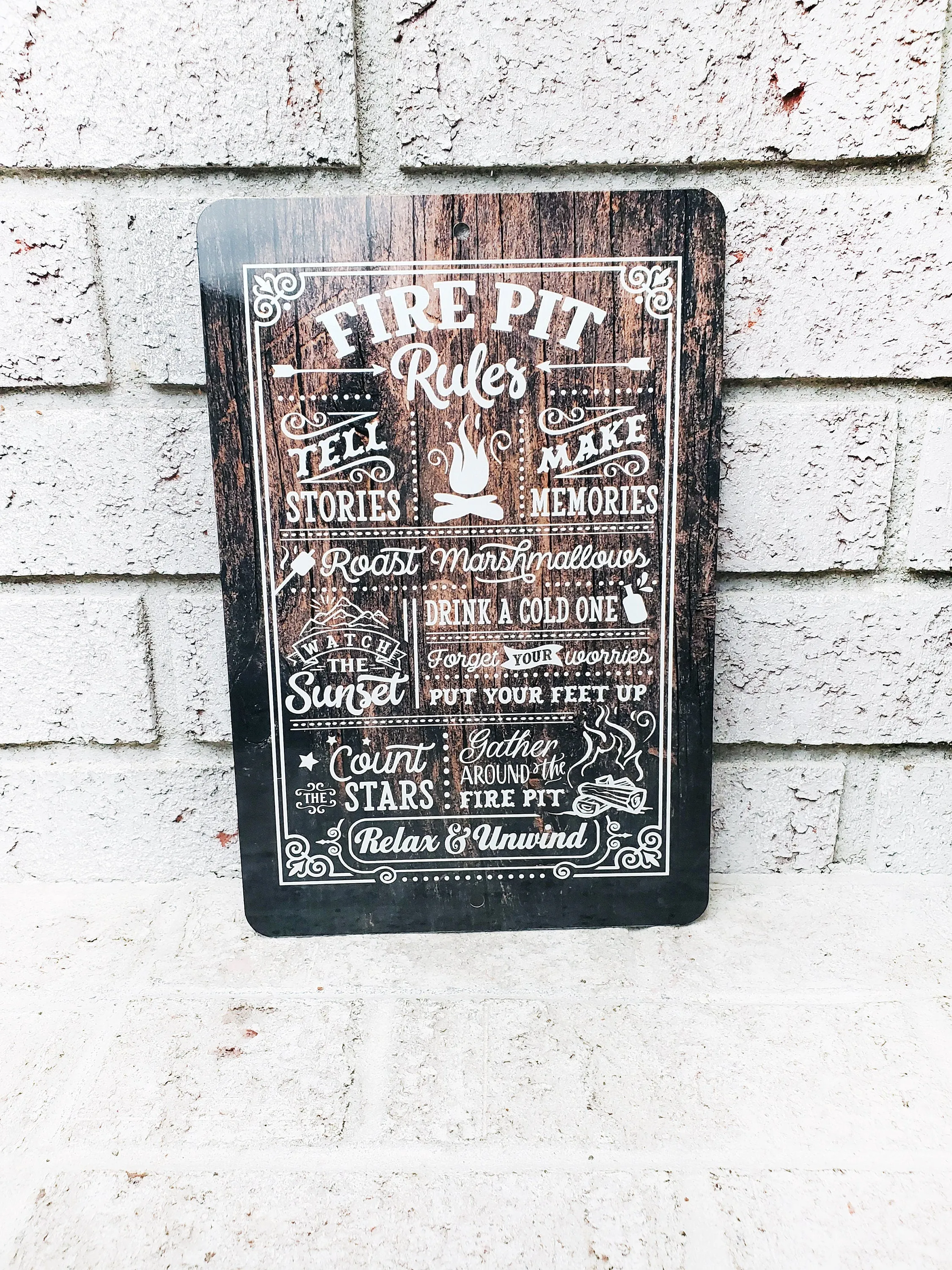 Fire Pit Rules Outdoor Metal Sign, Summer Yard Signs, Indoor/outdoor metal signs, camping decor, Fire Pit decorations, Fire pit sings