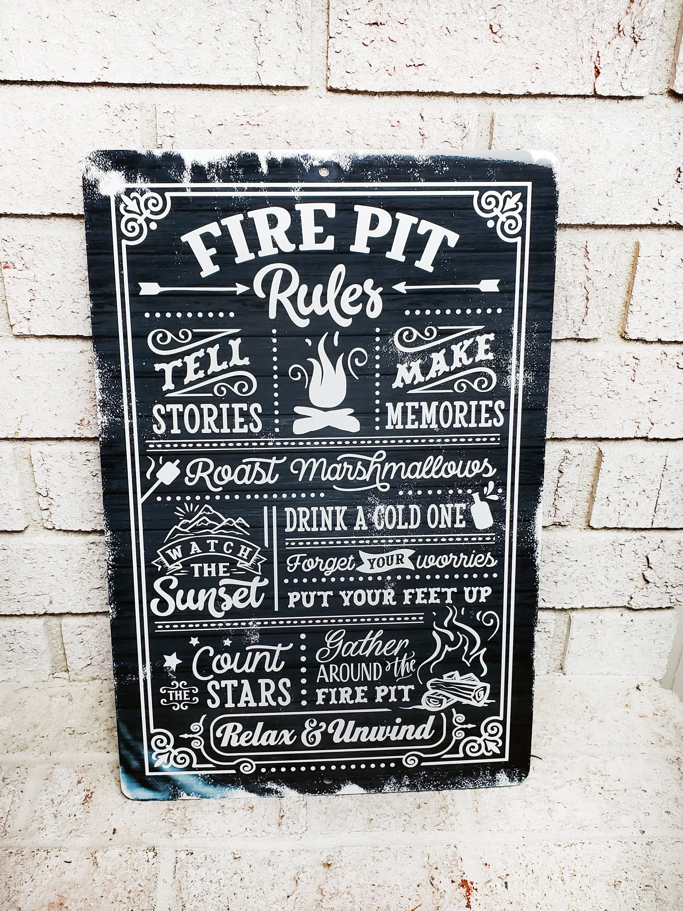 Fire Pit Rules Outdoor Metal Sign, Summer Yard Signs, Indoor/outdoor metal signs, camping decor, Fire Pit decorations, Fire pit sings