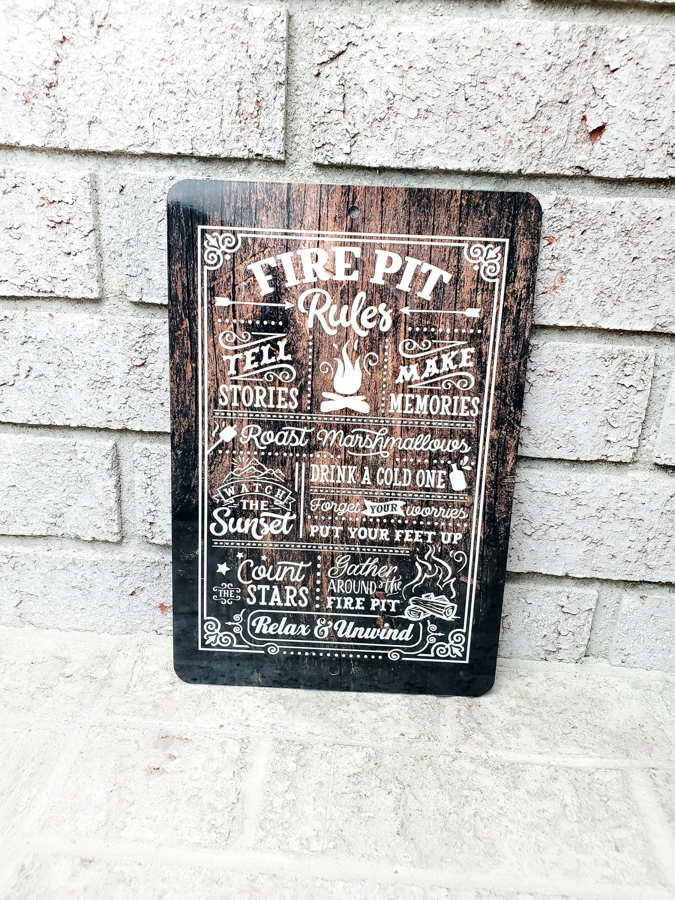 Fire Pit Rules Outdoor Metal Sign, Summer Yard Signs, Indoor/outdoor metal signs, camping decor, Fire Pit decorations, Fire pit sings