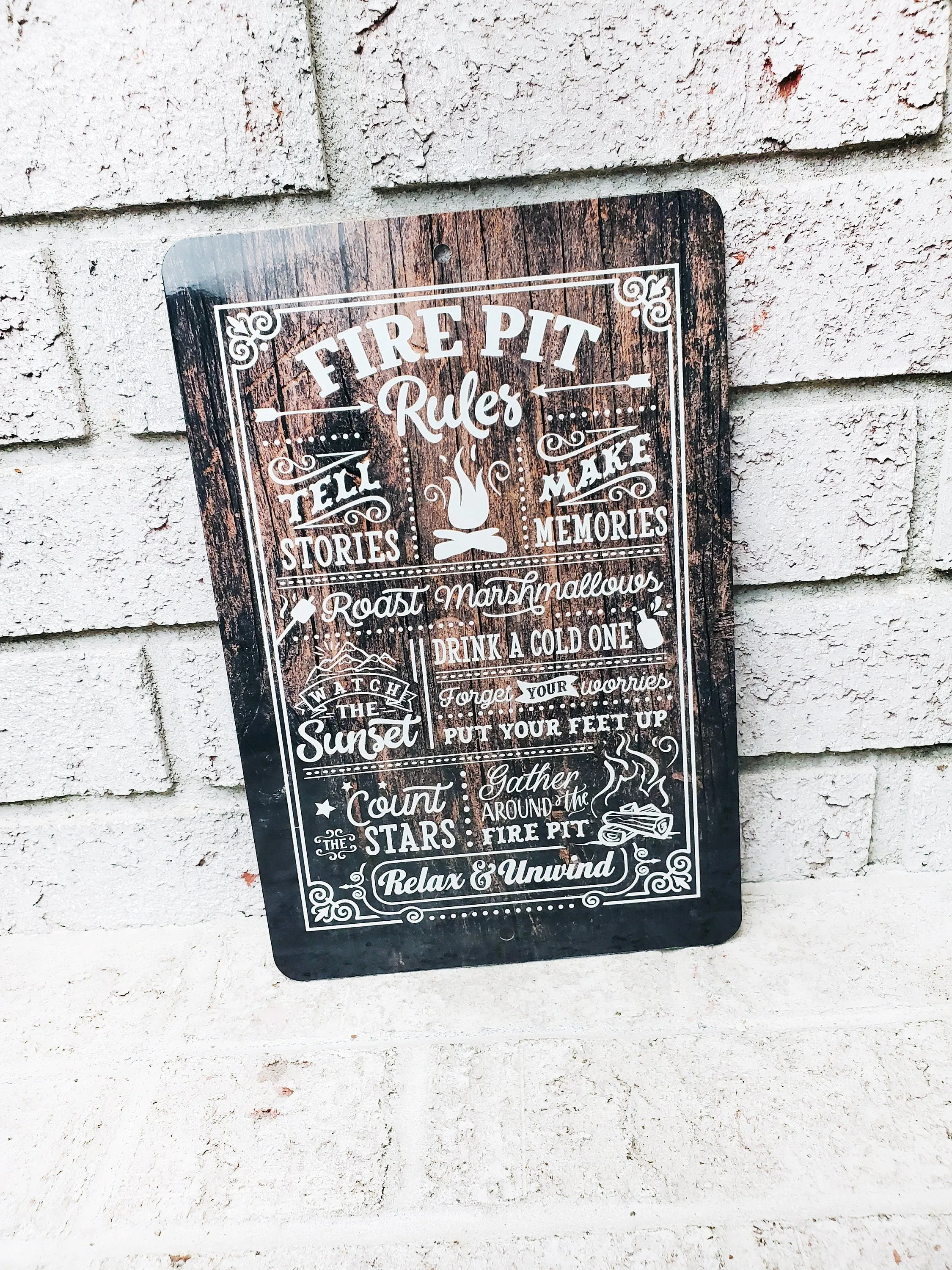 Fire Pit Rules Outdoor Metal Sign, Summer Yard Signs, Indoor/outdoor metal signs, camping decor, Fire Pit decorations, Fire pit sings