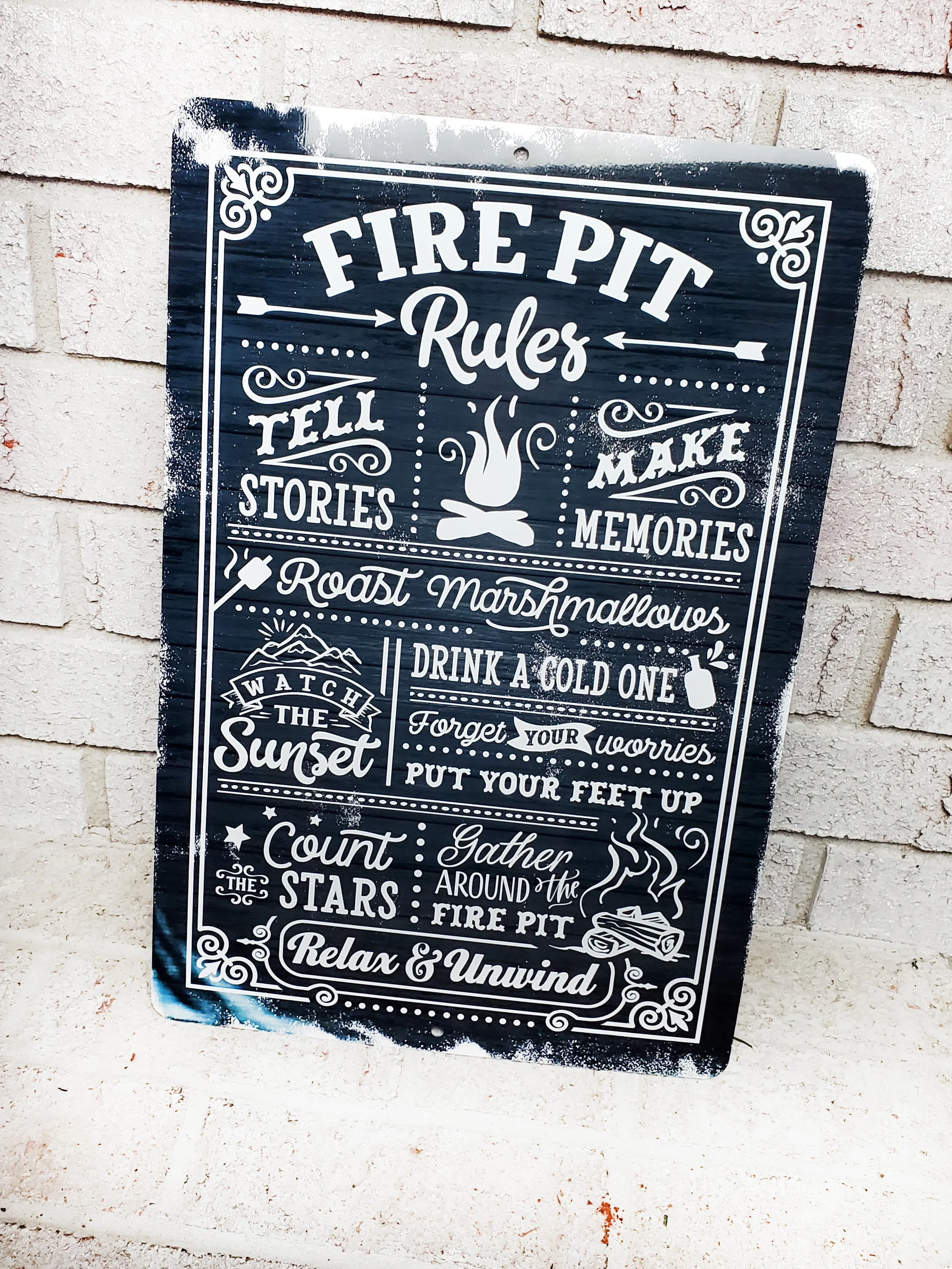 Fire Pit Rules Outdoor Metal Sign, Summer Yard Signs, Indoor/outdoor metal signs, camping decor, Fire Pit decorations, Fire pit sings