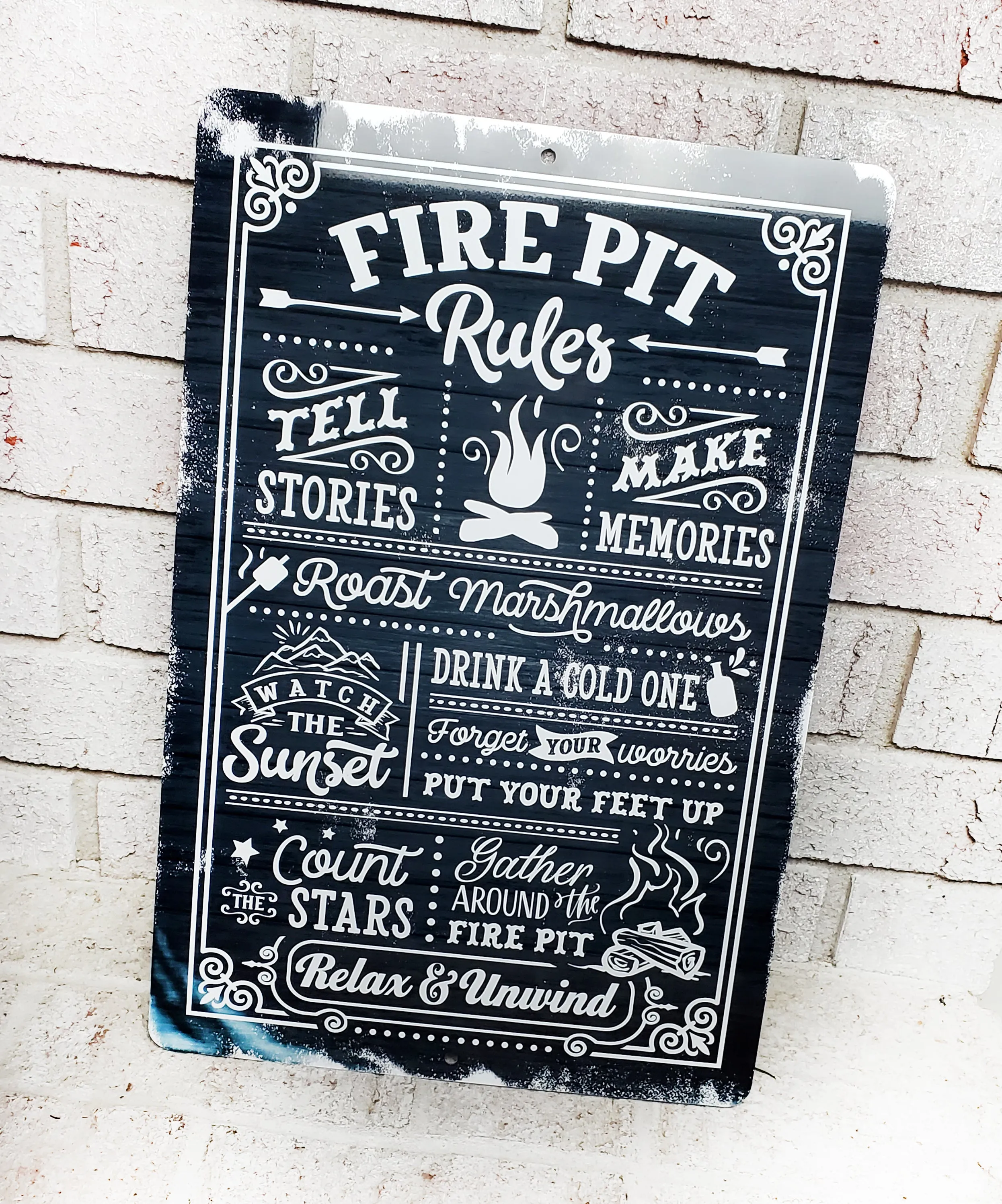 Fire Pit Rules Outdoor Metal Sign, Summer Yard Signs, Indoor/outdoor metal signs, camping decor, Fire Pit decorations, Fire pit sings