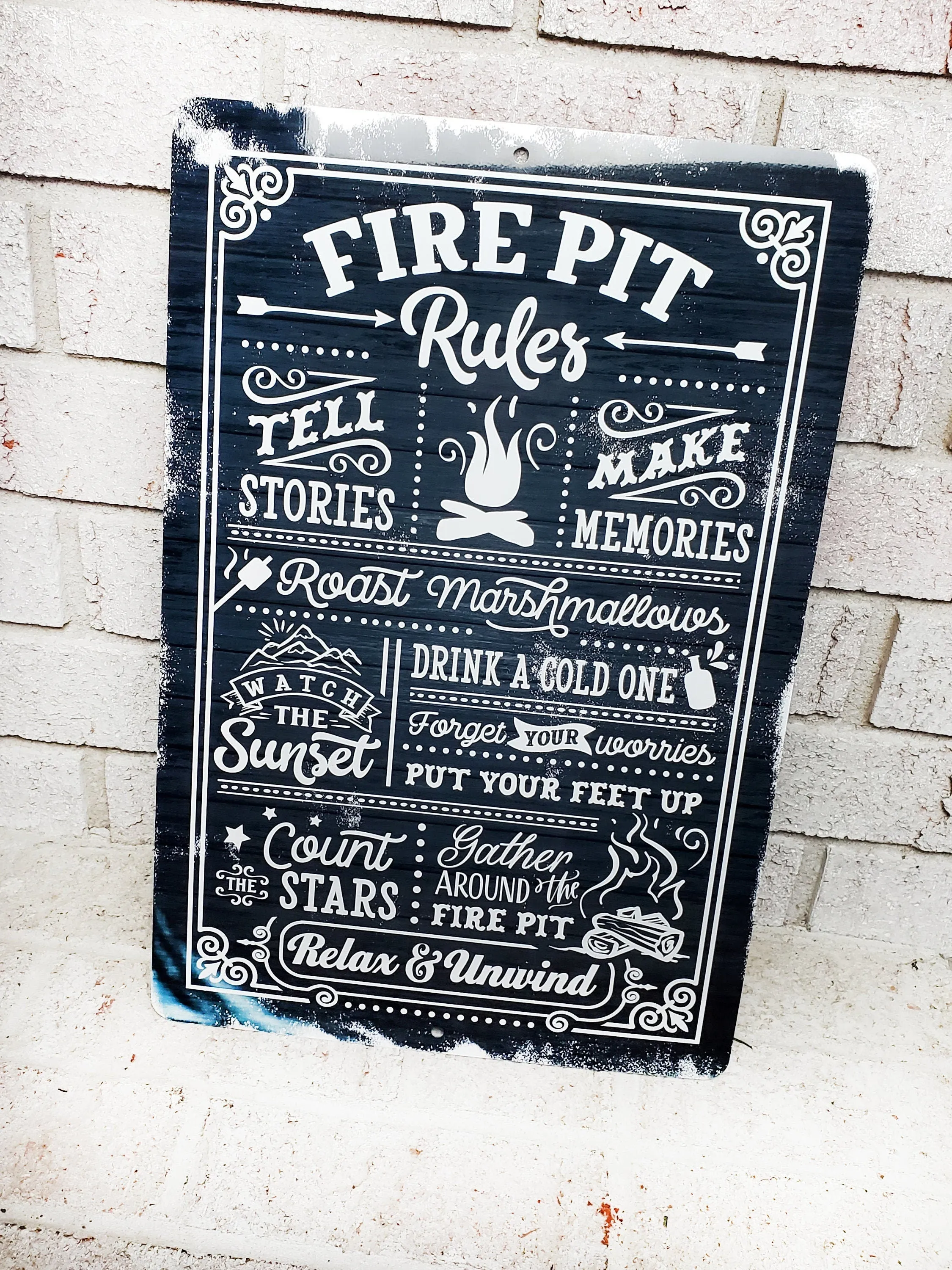Fire Pit Rules Outdoor Metal Sign, Summer Yard Signs, Indoor/outdoor metal signs, camping decor, Fire Pit decorations, Fire pit sings