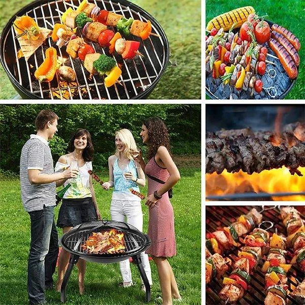 Fire Pits Outdoor BBQ Grill Bowl with Mesh Screen Cover