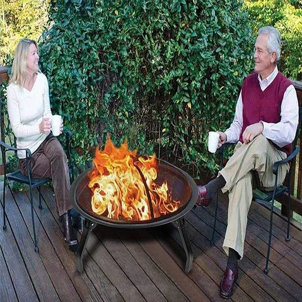 Fire Pits Outdoor BBQ Grill Bowl with Mesh Screen Cover