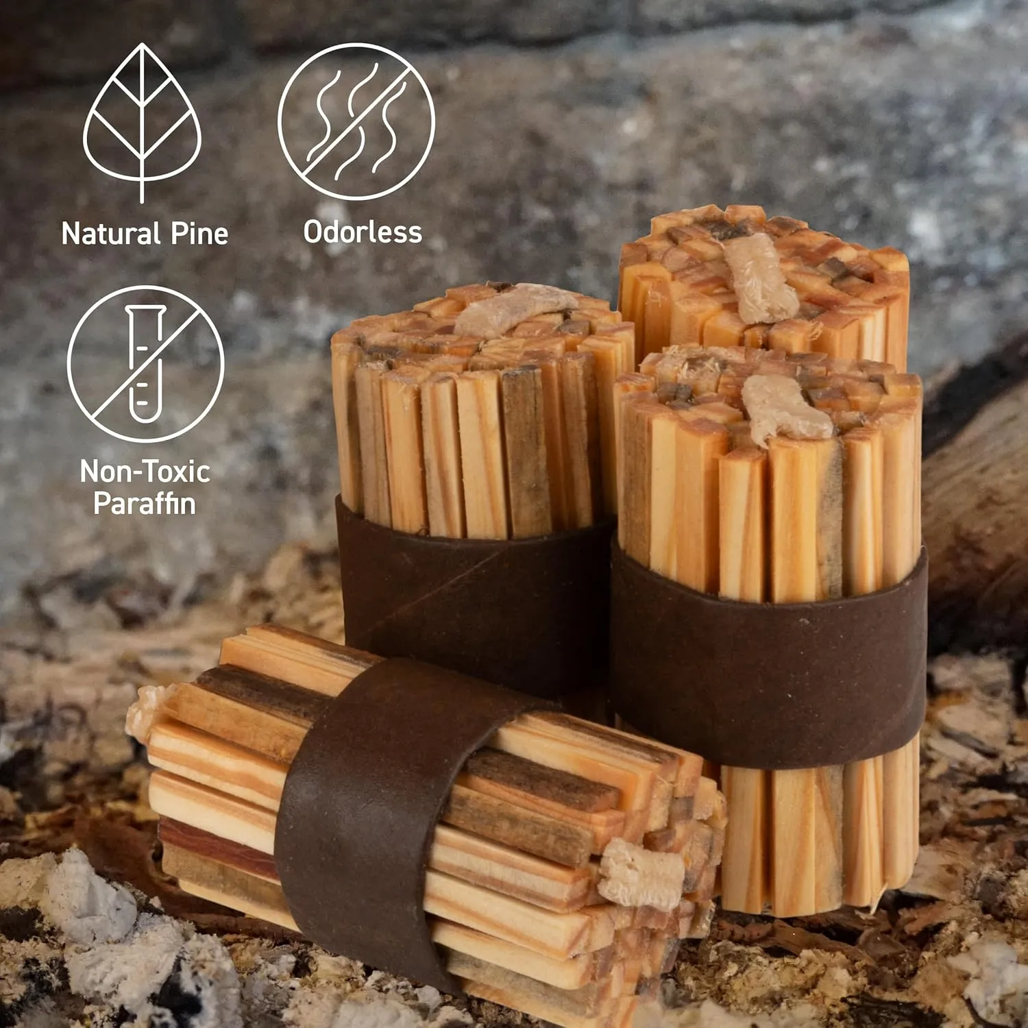 Fire Starter Sticks 20-Pack Refill - Pine Wood Firestarter Kindling Bundles - Indoor or Outdoor Fire Starters for Campfires, Grills, Wood Stoves, Firepits or Fireplaces by Kings County Tools