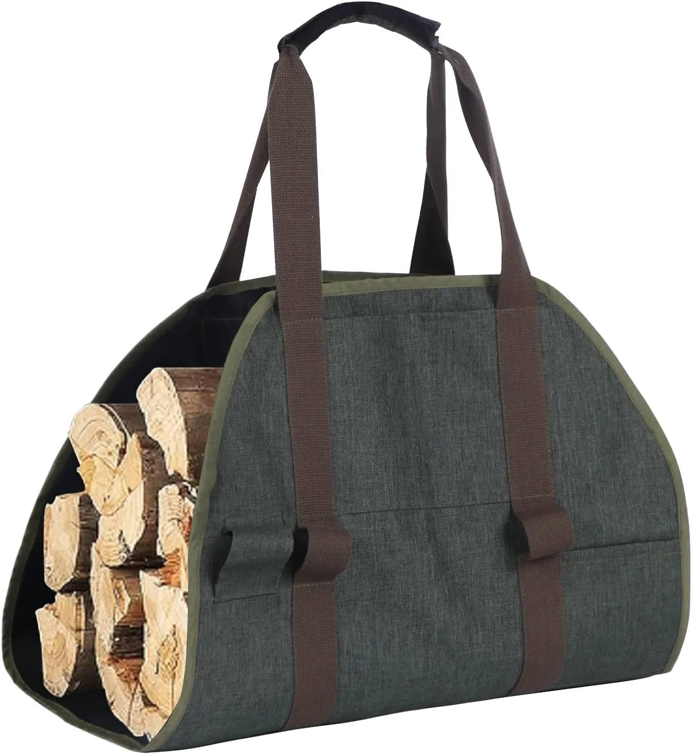 Fireplace Carrier Tote Bag - Wood Carring Bag,for Camping Indoor Firewood Logs Tote，Green