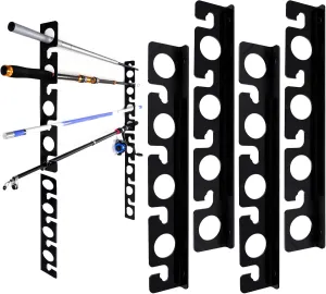 Fishing Rod Holder for Garage, Wall or Ceiling Mount - Acrylic Horizontal Fishing Pole Holders, Holds 5/10 Rods & Combos with Nets - Space-saving Rod Storage Organizer for Home, Basement, Cabin