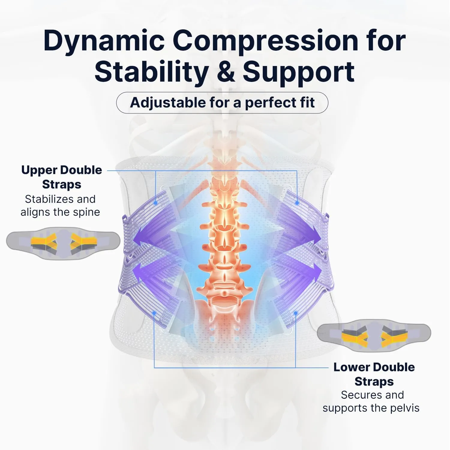 Fit Geno Back Brace for Lower Back Pain Relief: Adjustable Support with Ergonomic Lumbar Pad for Herniated Disc Sciatica and Lumbar Strain - Breathable Design for Women (L/XL)