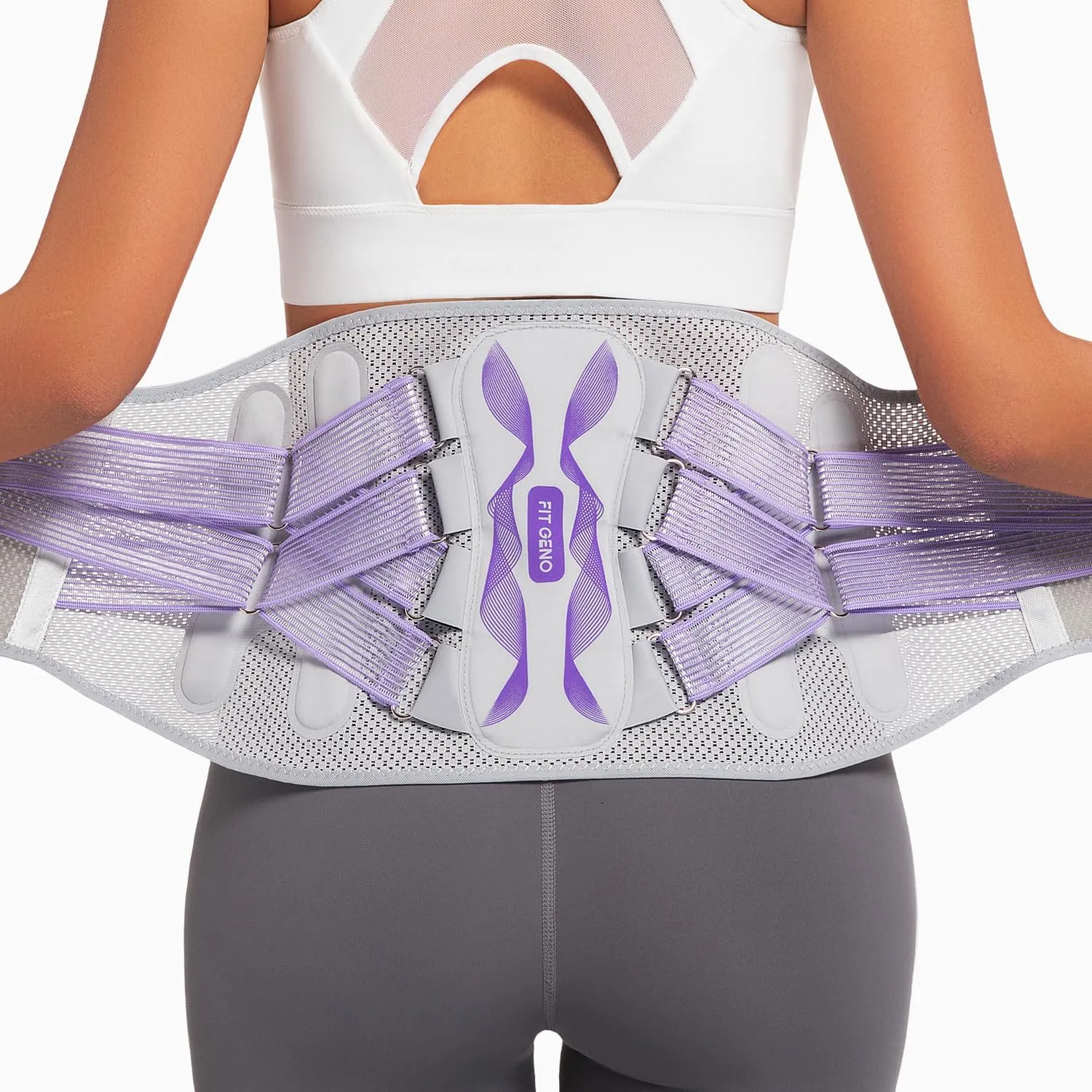 Fit Geno Back Brace for Lower Back Pain Relief: Adjustable Support with Ergonomic Lumbar Pad for Herniated Disc Sciatica and Lumbar Strain - Breathable Design for Women (L/XL)