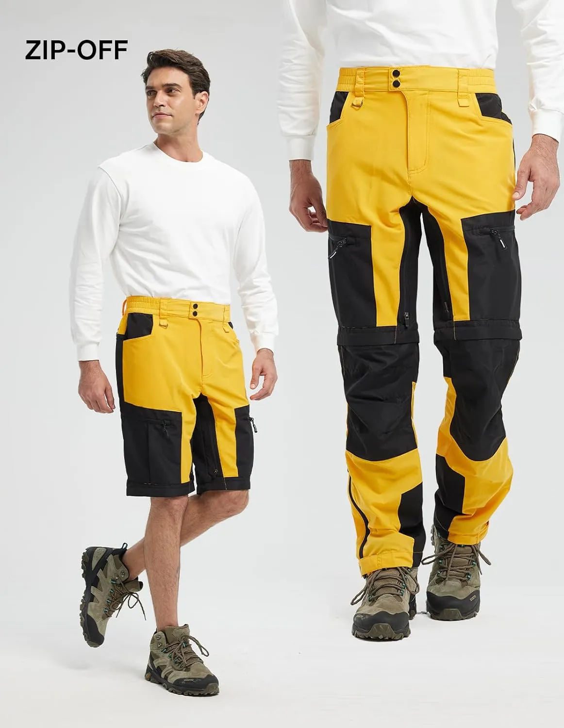 fit space Men's Reinforced Hiking Pants Tapered Zip Off Trekking Pants Convertible Vented