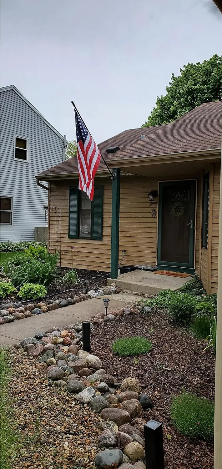 Flag Pole Kit - 6FT Flagpole Kit for American Flag - 3x5, 4x6 Flag Heavy Garden flagpole-Professional Metal Flag Pole for House Garden Yard Residential or Commercial Two-Position Bracket Black