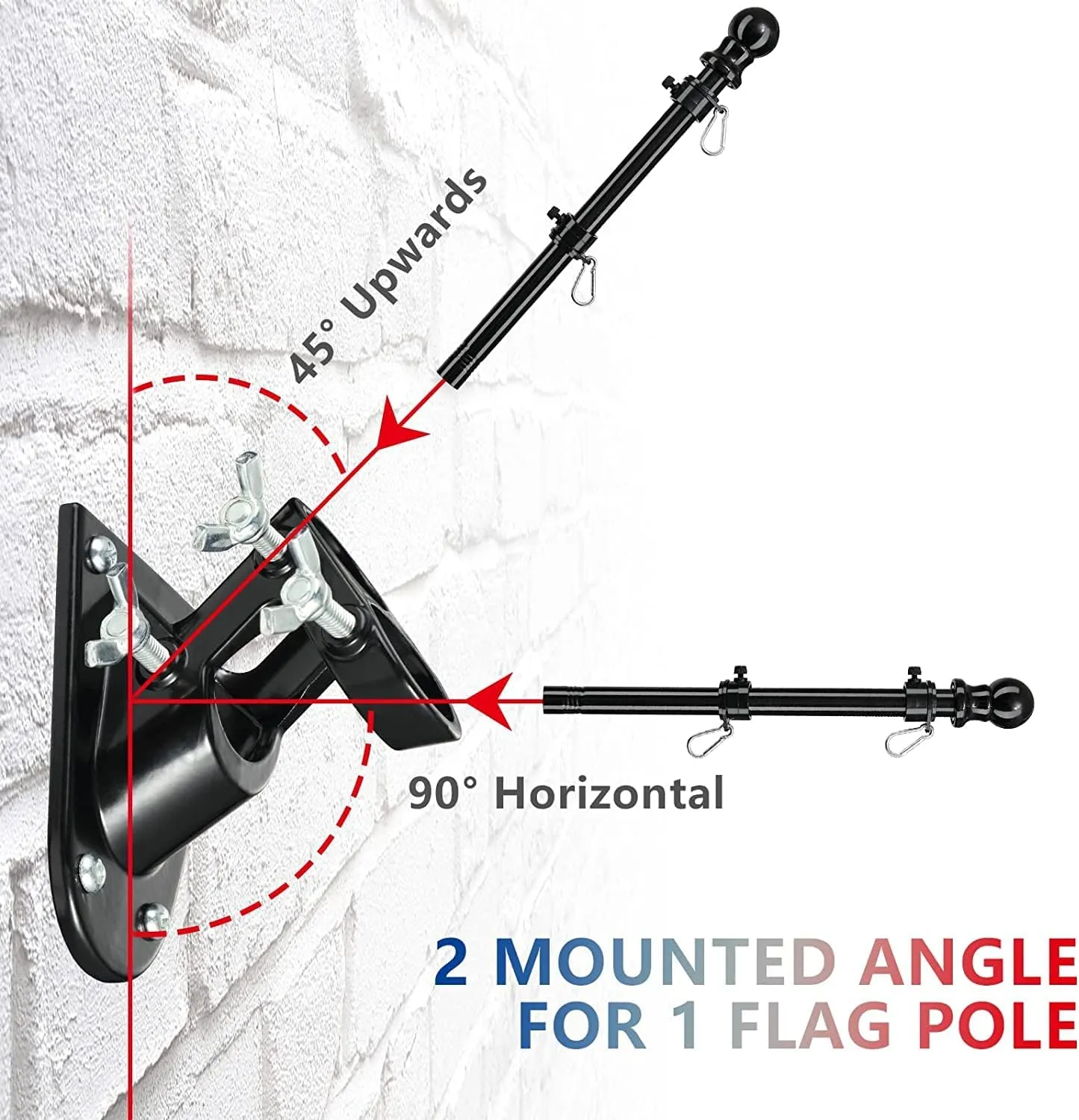 Flag Pole Kit - 6FT Flagpole Kit for American Flag - 3x5, 4x6 Flag Heavy Garden flagpole-Professional Metal Flag Pole for House Garden Yard Residential or Commercial Two-Position Bracket Black