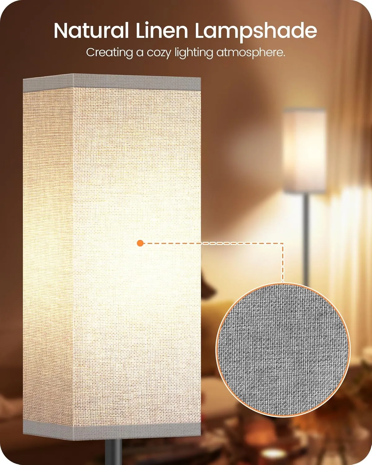 Floor Lamp, Pole Lamp with Foot Switch, Modern Standing Lamp Lampshade, Minimalist Freestanding Lamp (Bulb Not Included), for Living Room, Bedroom Office FCC Listed, Black and Gray H07LD05