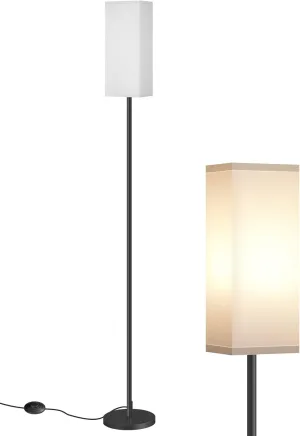 Floor Lamp, Pole Lamp with Foot Switch, Modern Standing Lamp Shade, Minimalist Freestanding Lamp (Bulb Not Included), for Living Room, Bedroom Office FCC Listed, Black and White CW07LD05