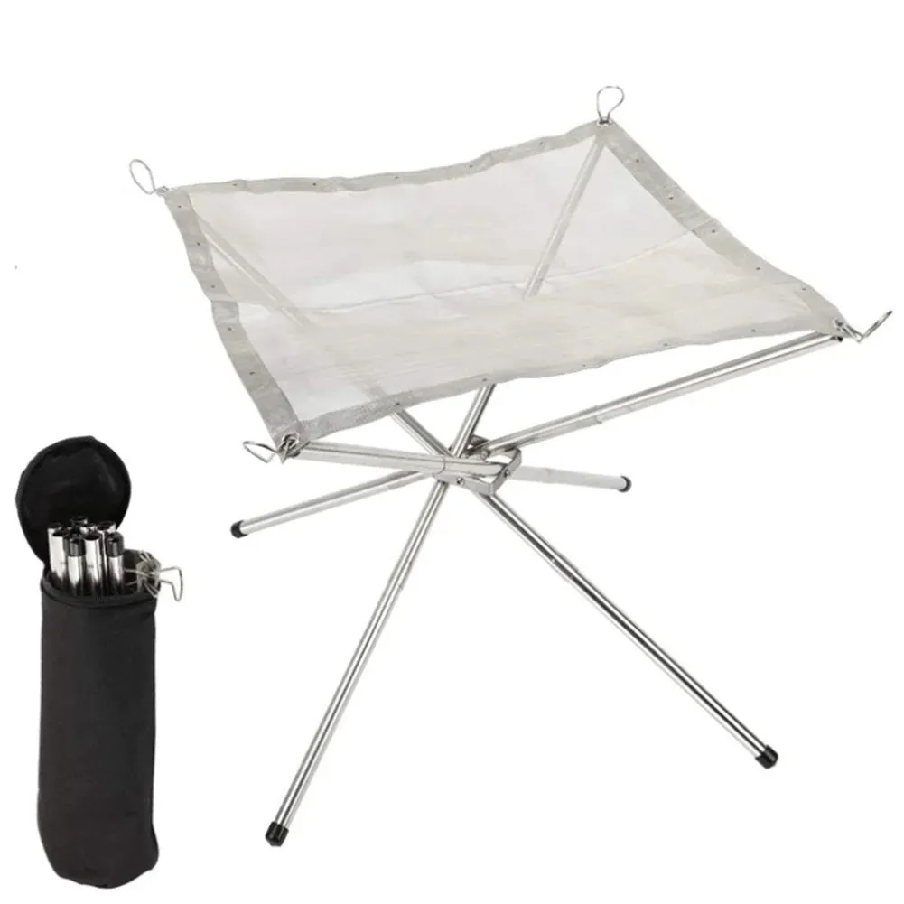 Foldable Stainless Steel Mesh Fire Pit and Wood Stove for Camping and Outdoor Use