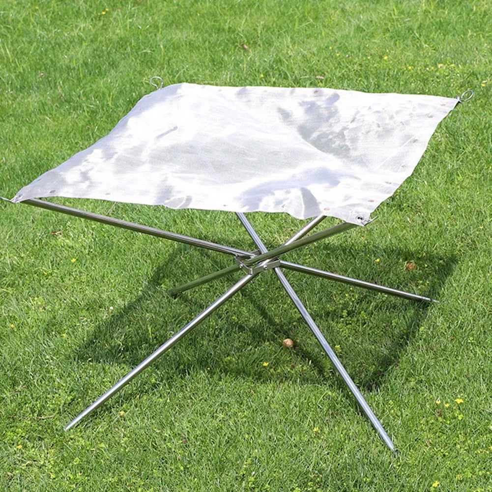 Foldable Stainless Steel Mesh Fire Pit and Wood Stove for Camping and Outdoor Use
