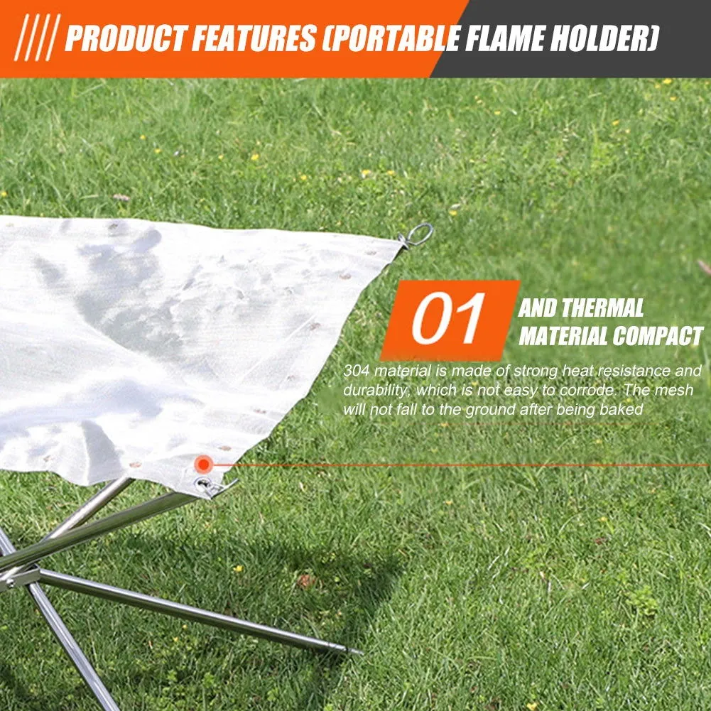 Foldable Stainless Steel Mesh Fire Pit and Wood Stove for Camping and Outdoor Use