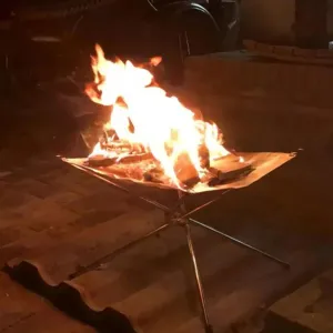 Foldable Stainless Steel Mesh Fire Pit and Wood Stove for Camping and Outdoor Use