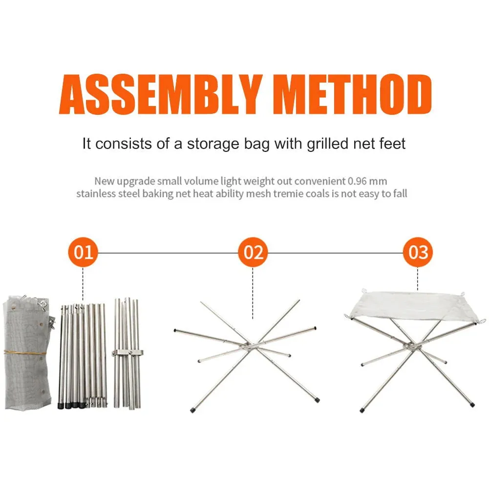 Foldable Stainless Steel Mesh Fire Pit and Wood Stove for Camping and Outdoor Use