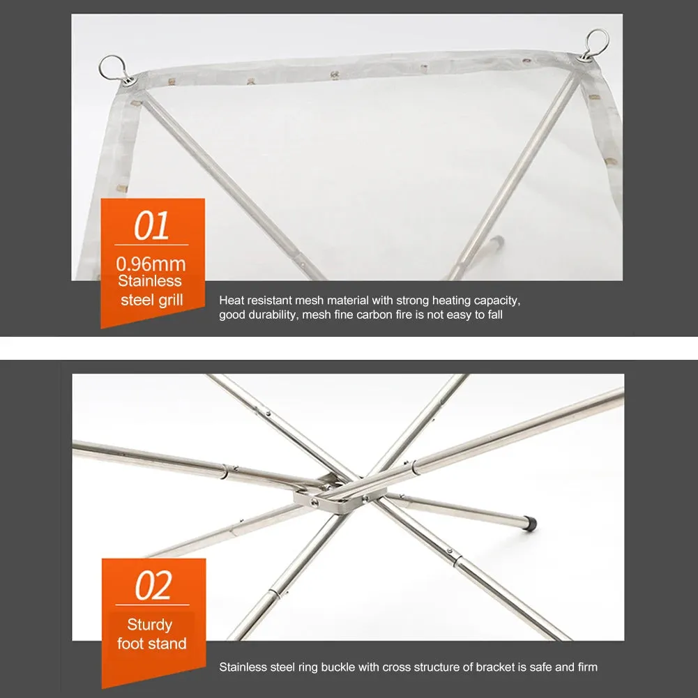 Foldable Stainless Steel Mesh Fire Pit and Wood Stove for Camping and Outdoor Use