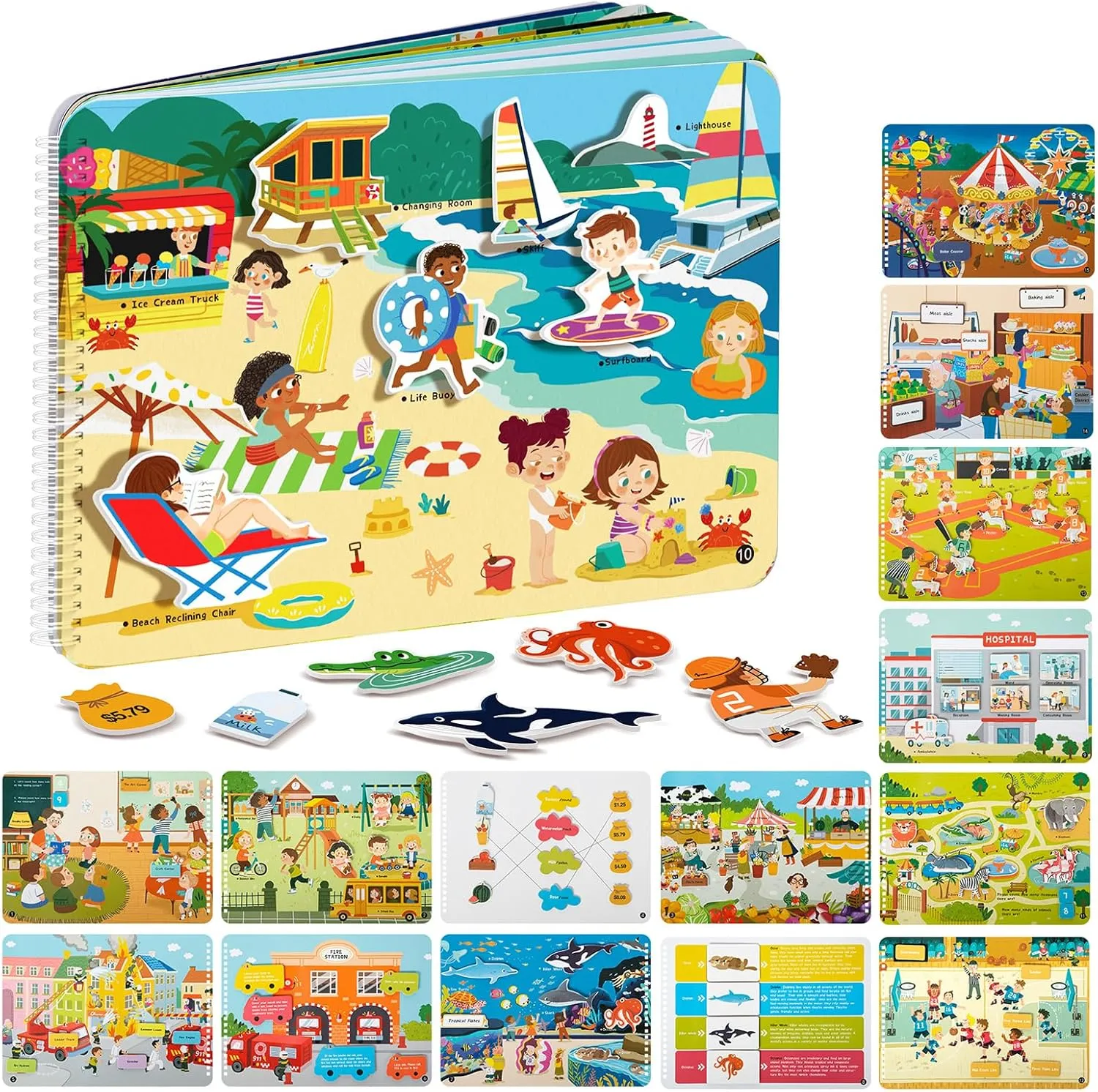Freebear Busy Book for Toddlers Preschool Learning Activities Resources Autism Sensory Montessori Toys for 2-3 Year Old,Travel Toys, Gifts for Girls and Boys 4 5 6 Years (Human World)
