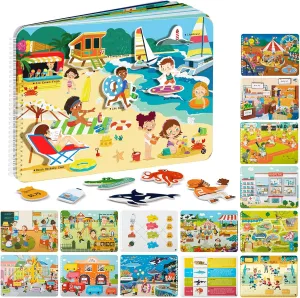 Freebear Busy Book for Toddlers Preschool Learning Activities Resources Autism Sensory Montessori Toys for 2-3 Year Old,Travel Toys, Gifts for Girls and Boys 4 5 6 Years (Human World)